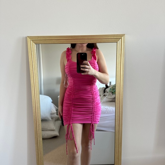 Lulus Pink Ruched Dress - Picture 3 of 4